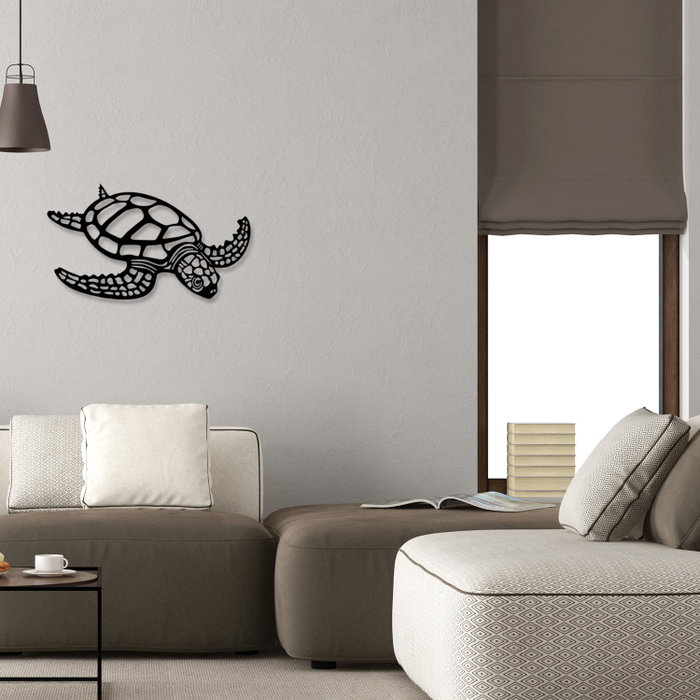 Wallity Caretta Caretta Escultura de Pared de Metal Negro Wallity Caretta Caretta Escultura de Pared de Metal Negro